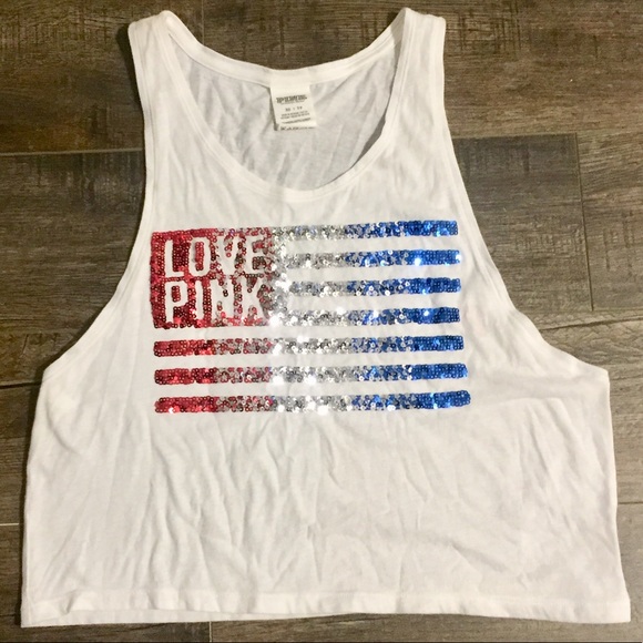 PINK Victoria's Secret Tops - ❤️SOLD on Ⓜ️PINK Victoria’s Secret flag sequin top